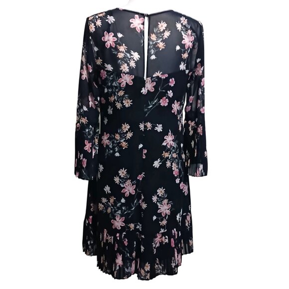 Eliza J Floral Print Bell Sleeve Dress in Navy Blue & Pink, Size‎ 8, NWT - Picture 7 of 14